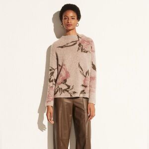 Vince Alpaca Merino Rose Jacquard Funnel Neck Sweater